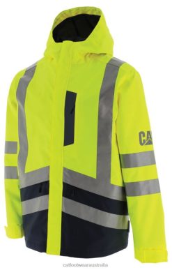 Cat Footwear Australia VN80220 Caterpillar Hi-Vis Rain Jacket Men Hi-Vis Yellow | Tops & Outerwear