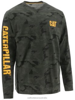 Cat Footwear Australia VN80226 Caterpillar Trademark Banner Long Sleeve Tee Men Night Camo | Tops & Outerwear