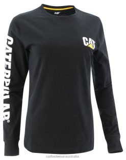 Cat Footwear Australia VN80319 Caterpillar Trademark Banner Long Sleeve Tee Women Black | Tops & Outerwear