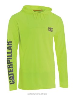 Caterpillar Boots Australia VN80222 Caterpillar Hivis Upf Hooded Long Sleeve Tee Men Yellow | Tops & Outerwear