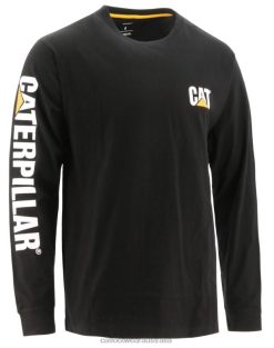 Caterpillar Boots Australia VN80225 Caterpillar Trademark Banner Long Sleeve Tee Men Black | Tops & Outerwear