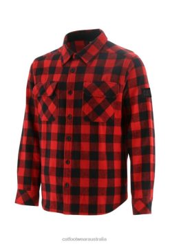 Caterpillar Boots Australia VN80228 Caterpillar Buffalo Check Heavyweight Shirt Men Red | Tops & Outerwear