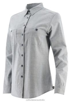Caterpillar Boots Australia VN80312 Caterpillar Oxford Long Sleeve Shirt Women Denim Blue | Tops & Outerwear