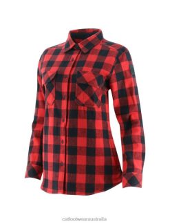 Caterpillar Boots Australia VN80318 Caterpillar Buffalo Check Heavyweight Shirt Women Red | Tops & Outerwear