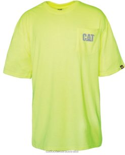 Caterpillar Clothing Store Melbourne VN80215 Caterpillar Hi-Vis Trademark Pocket Tee Men Mens Yellow | Tops & Outerwear
