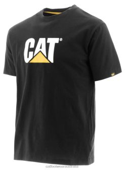 Caterpillar Clothing Store Melbourne VN80242 Caterpillar Trademark Logo Tee Men Black | Tops & Outerwear