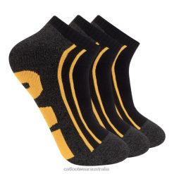 Caterpillar Clothing Store Melbourne VN80260 Caterpillar Half Cushion Quarter Sock 3-Pack Men Black | Sock