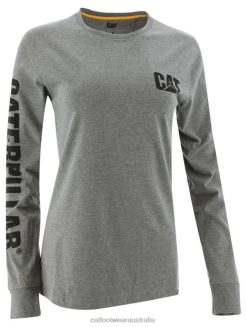 Caterpillar Clothing Store Melbourne VN80320 Caterpillar Trademark Banner Long Sleeve Tee Women Dark Heather Grey | Tops & Outerwear